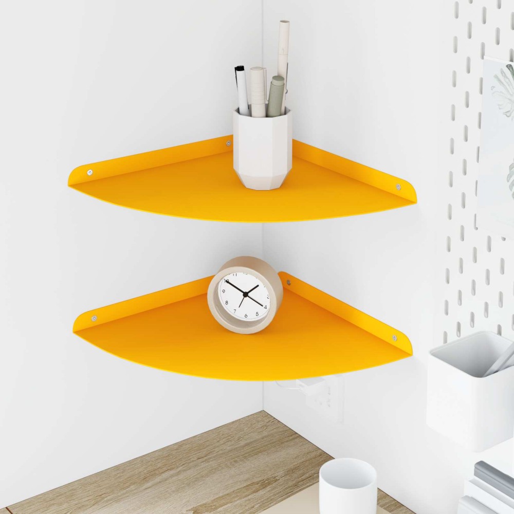 vidaXL Floating Ράφι Γωνίας Γωνιακή βάση 2 τμχ. Χαμομηλί κίτρινο