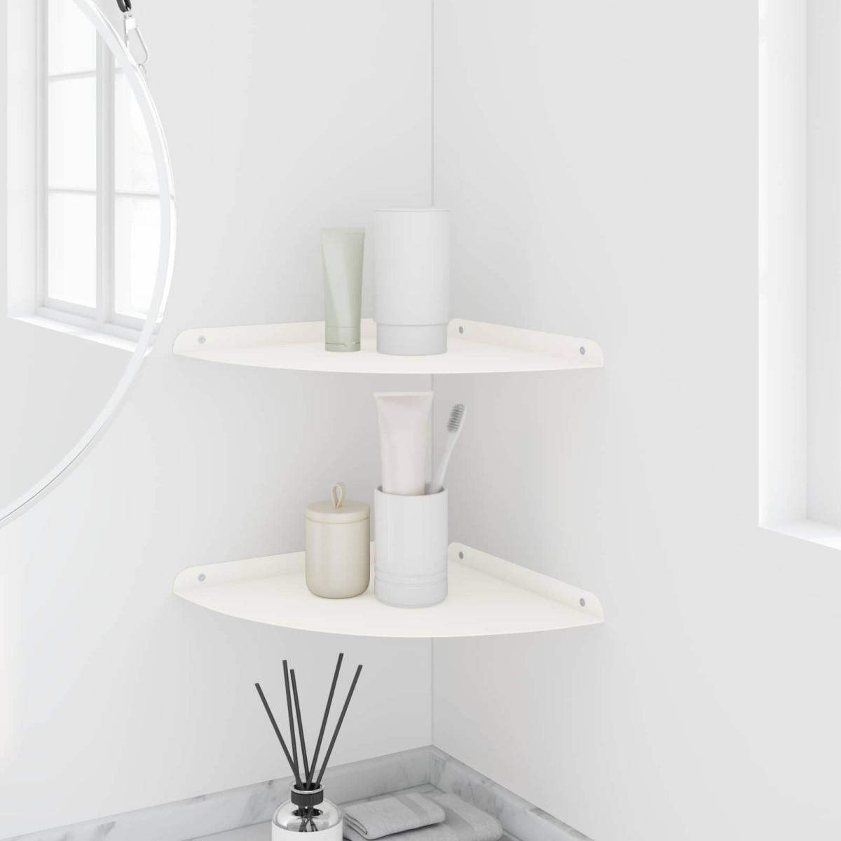 vidaXL Floating Ράφι Γωνίας Γωνιακή βάση 2 τμχ. Λευκός 30 x 30 x 2 εκ.
