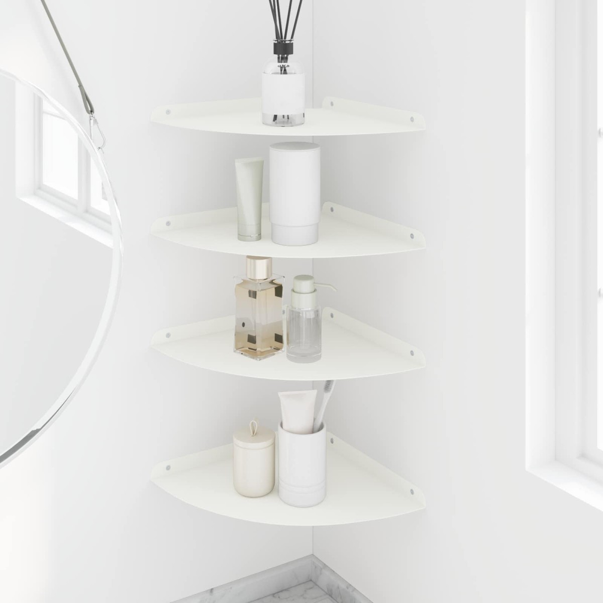 vidaXL Floating Ράφι Γωνίας Γωνιακή βάση 4 τμχ. Λευκός 30 x 30 x 2 εκ.