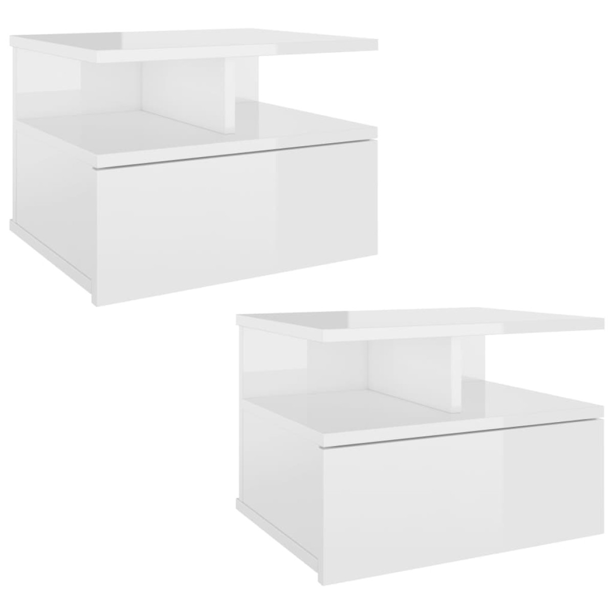 vidaXL Κομοδίνα Κρεμαστά 2 τεμ. Γυαλ. Λευκό 40x31x27 εκ. Μοριοσανίδα