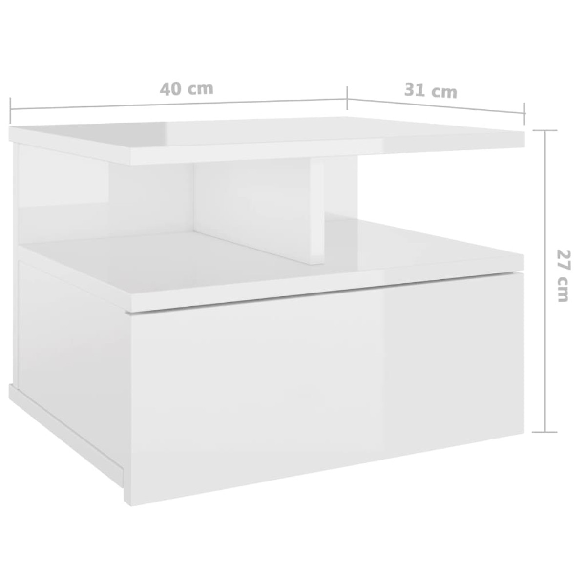 vidaXL Κομοδίνα Κρεμαστά 2 τεμ. Γυαλ. Λευκό 40x31x27 εκ. Μοριοσανίδα