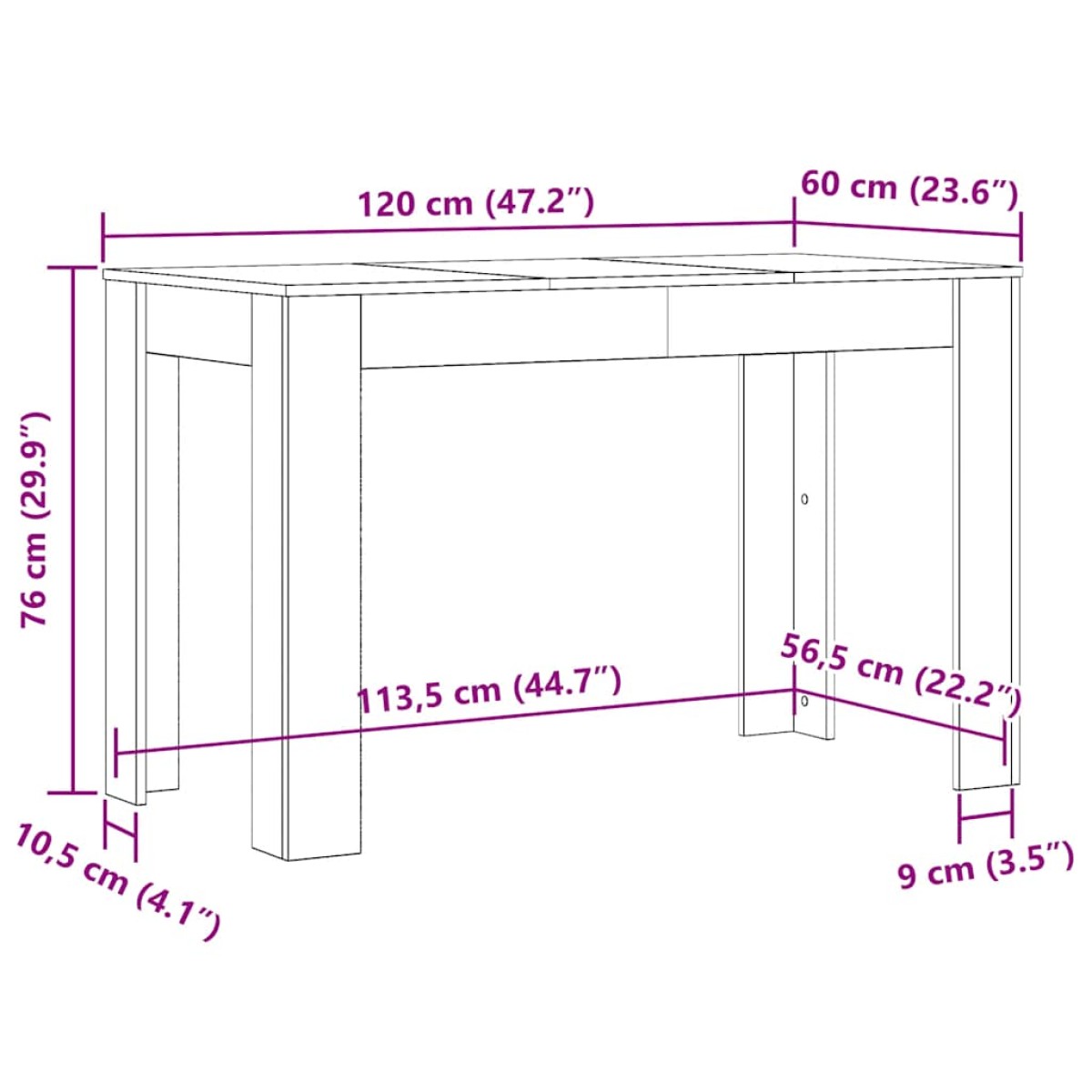 vidaXL Τραπεζαρία Sonoma Δρυς 120 x 60 x 76 εκ. από Μοριοσανίδα