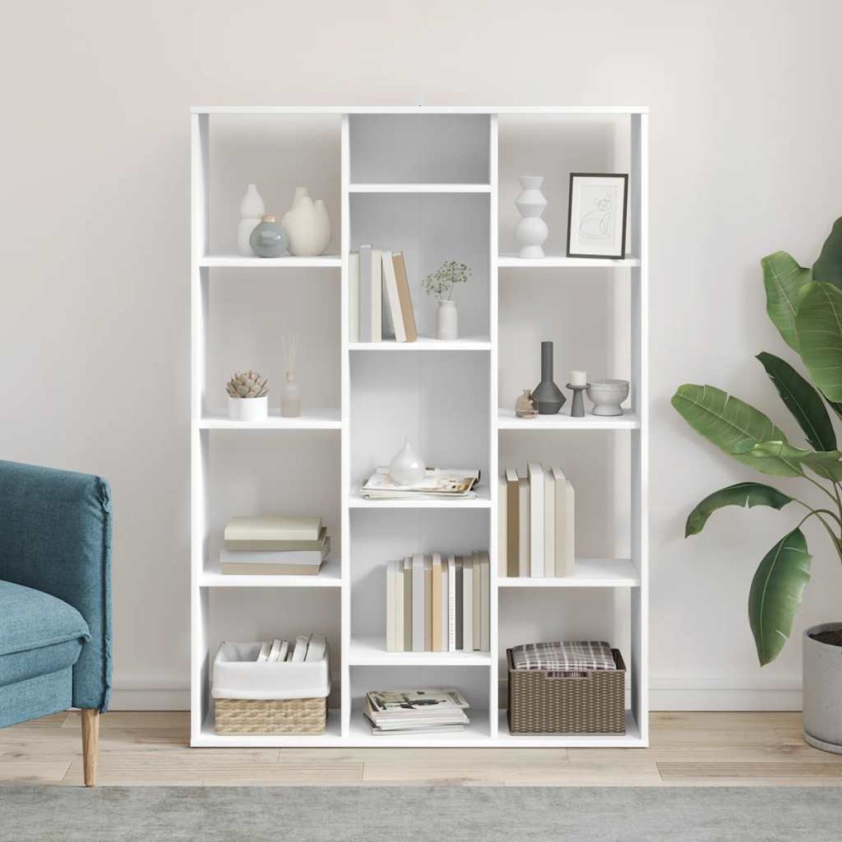 vidaXL Διαχωριστικό/Βιβλιοθήκη Λευκό 100x24x140 εκ. από Μοριοσανίδα