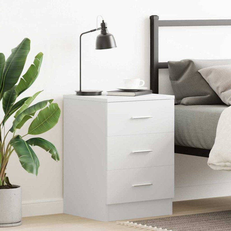 vidaXL Κομοδίνο Λευκό 38 x 35 x 56 εκ. από Επεξ. Ξύλο