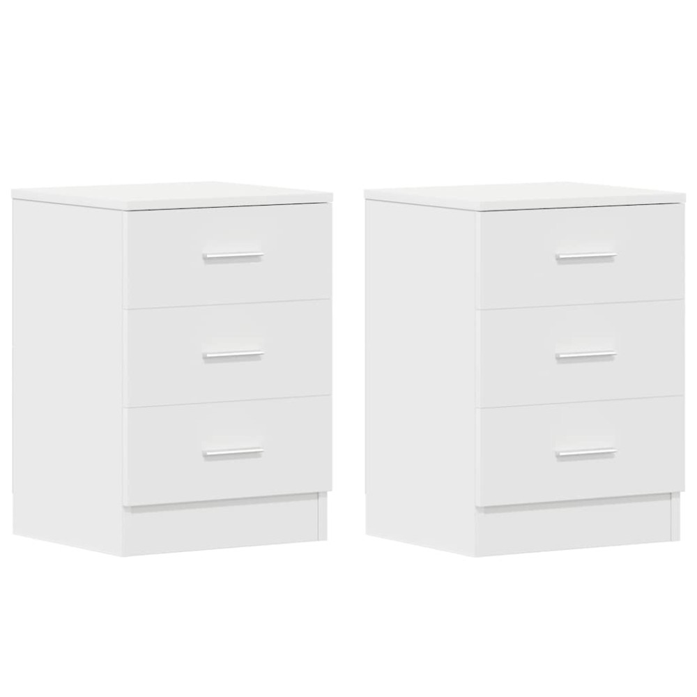 vidaXL Κομοδίνα 2 τεμ. Λευκά 38 x 35 x 56 εκ. από Επεξ. Ξύλο