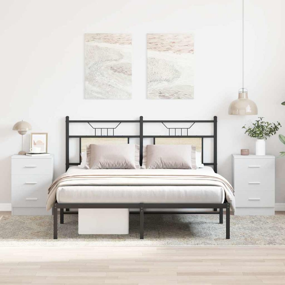 vidaXL Κομοδίνα 2 τεμ. Λευκά 38 x 35 x 56 εκ. από Επεξ. Ξύλο
