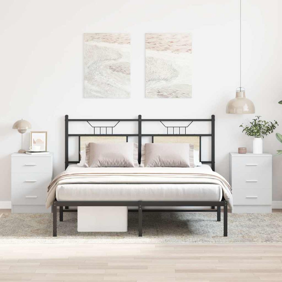 vidaXL Κομοδίνα 2 τεμ. Λευκά 38 x 35 x 56 εκ. από Μοριοσανίδα