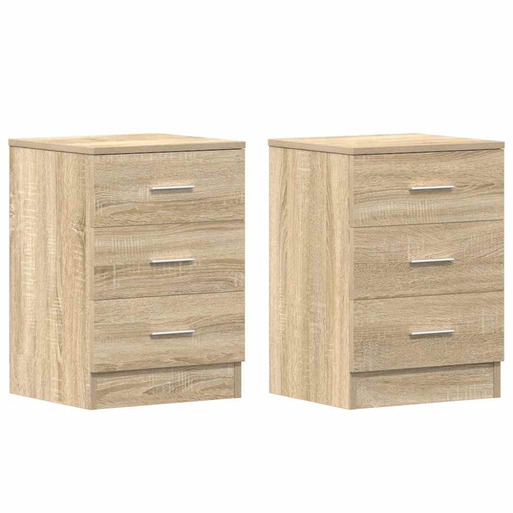vidaXL Κομοδίνα 2 τεμ. Χρώμα Sonoma Δρυς 38x35x56 εκ. από Επεξ. Ξύλο