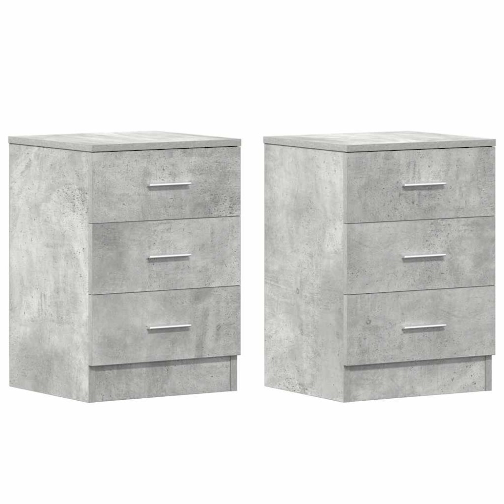 vidaXL Κομοδίνα 2 τεμ. Γκρι Σκυροδέματος 38x35x56 εκ. από Επεξ. Ξύλο