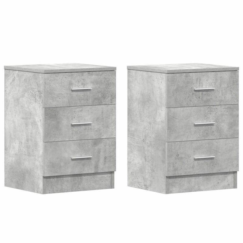 vidaXL Κομοδίνα 2 τεμ. Γκρι Σκυροδέματος 38x35x56 εκ. από Επεξ. Ξύλο
