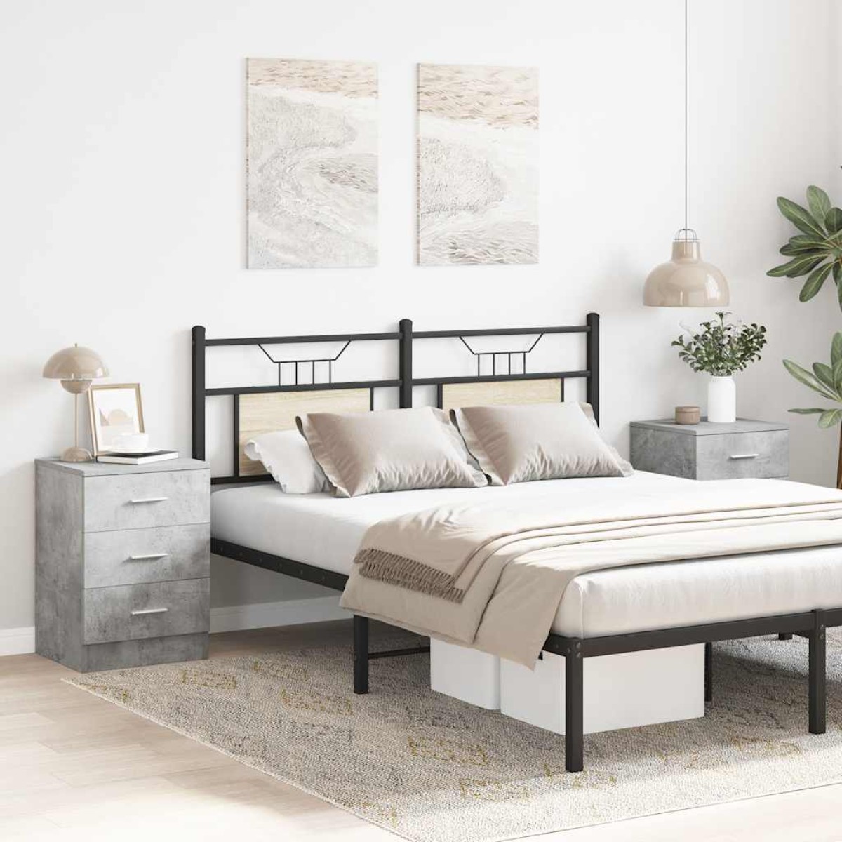 vidaXL Κομοδίνα 2 τεμ. Γκρι Σκυροδέματος 38x35x56 εκ. από Μοριοσανίδα
