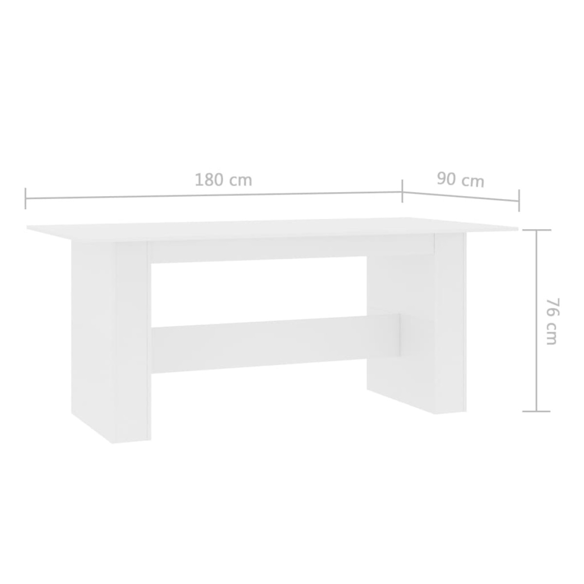 vidaXL Τραπεζαρία Λευκή 180 x 90 x 76 εκ. από Μοριοσανίδα