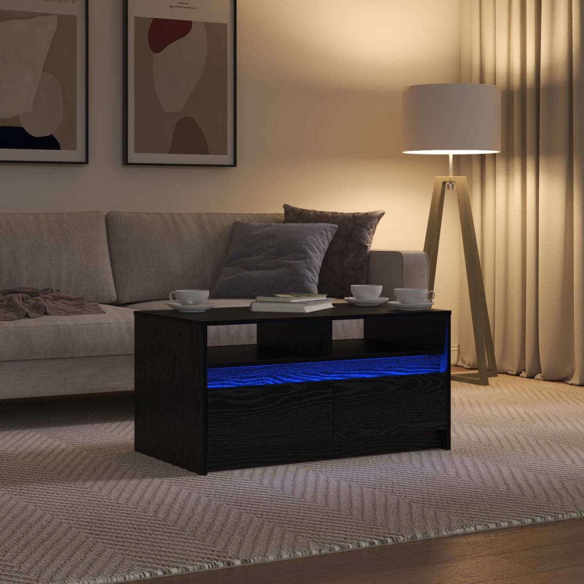 vidaXL Τραπεζάκι σαλονιού Μαύρη Οξυά 90 x 50 x 45 cm