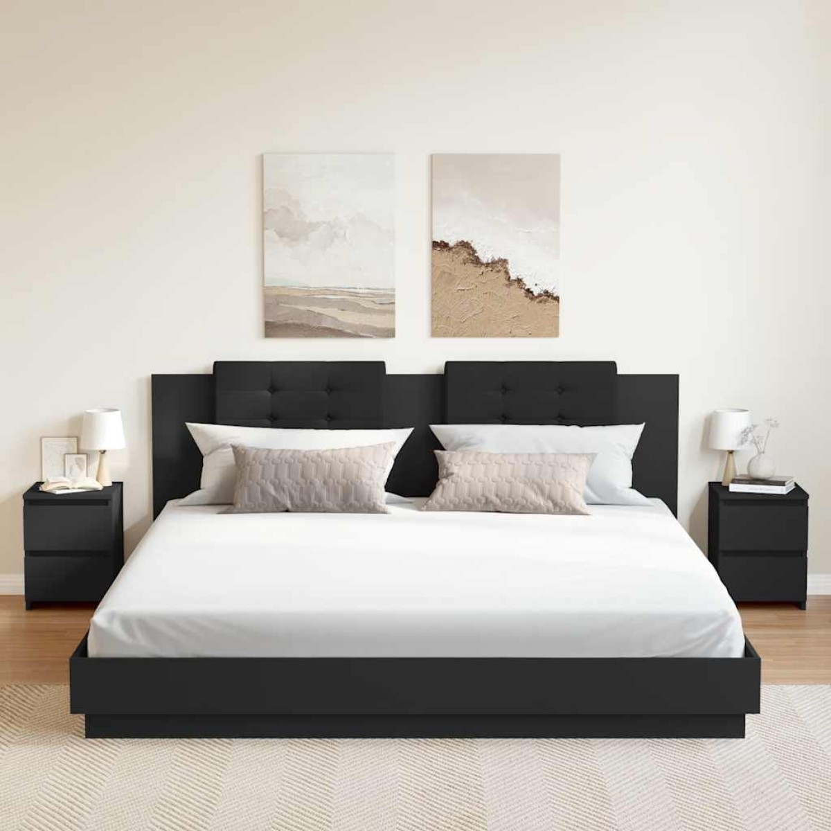 vidaXL Κομοδίνα 2 τεμ. Μαύρα 30 x 30 x 40 εκ. από Μοριοσανίδα