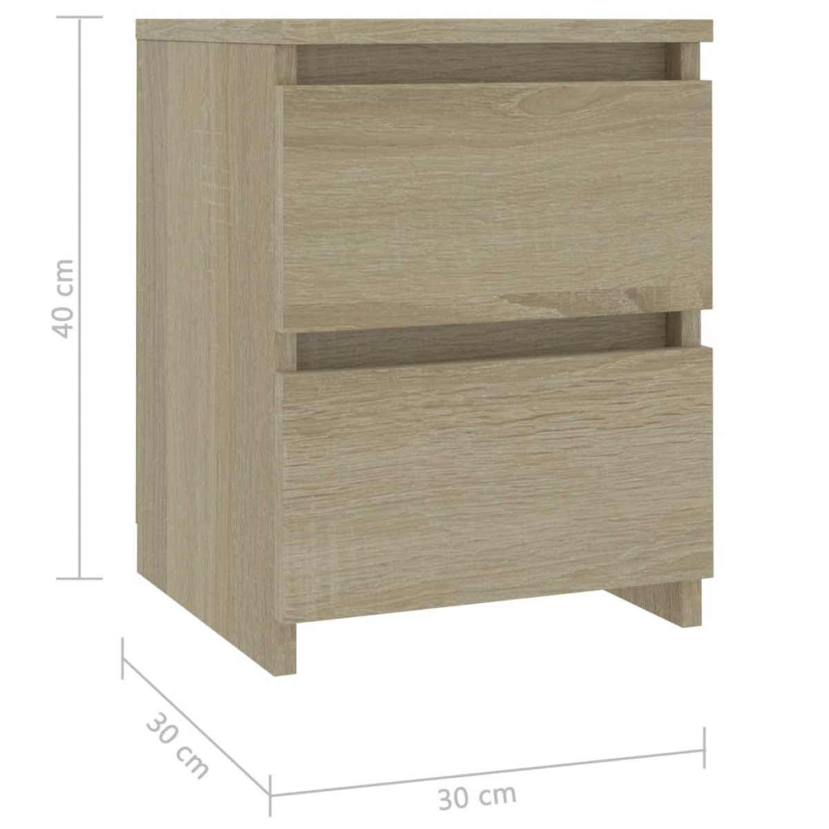 vidaXL Κομοδίνα 2 τεμ. Sonoma Δρυς 30 x 30 x 40 εκ. από Μοριοσανίδα
