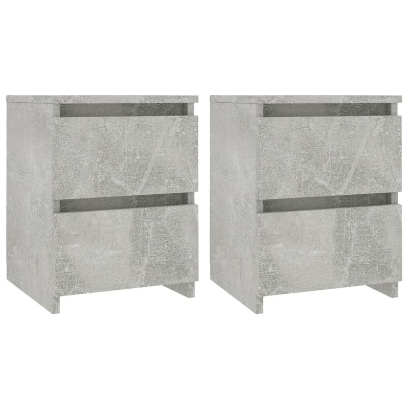 vidaXL Κομοδίνα 2 τεμ. Γκρι Σκυροδέματος 30x30x40 εκ. από Επεξ. Ξύλο