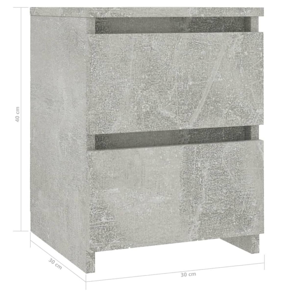 vidaXL Κομοδίνα 2 τεμ. Γκρι Σκυροδέματος 30x30x40 εκ. από Μοριοσανίδα