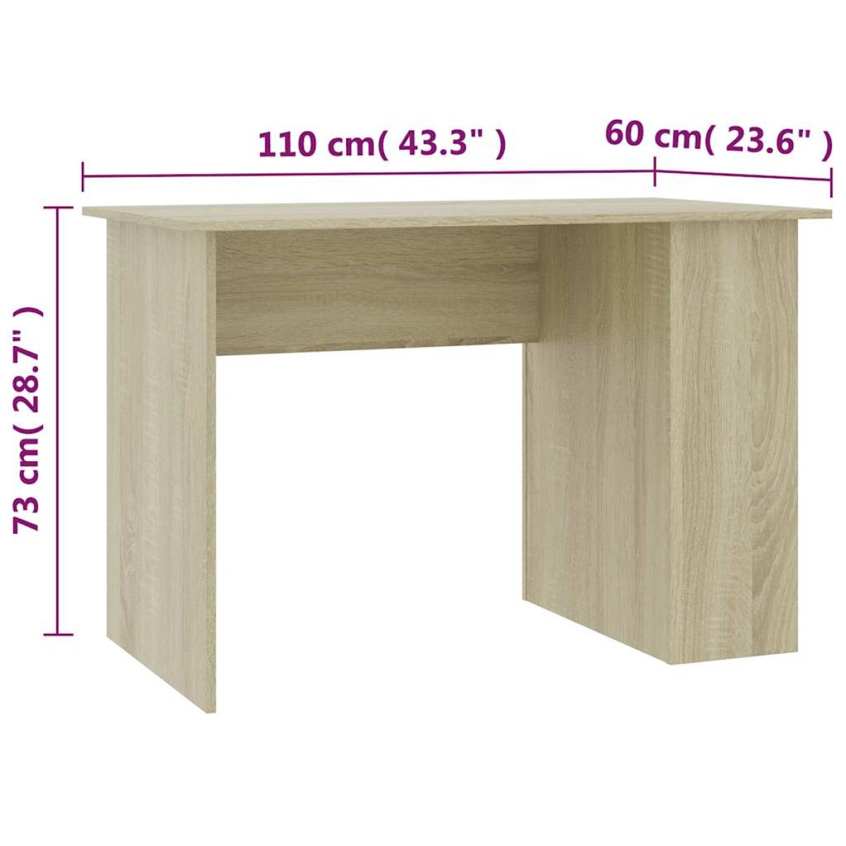 vidaXL Γραφείο Χρώμα Sonoma Δρυς 110 x 60 x 73 εκ. από Μοριοσανίδα