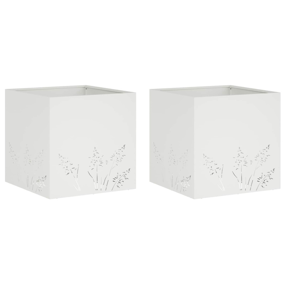 vidaXL Γλάστρα Κήπου 2 τμχ. Λευκό 50 x 50 x 49 cm