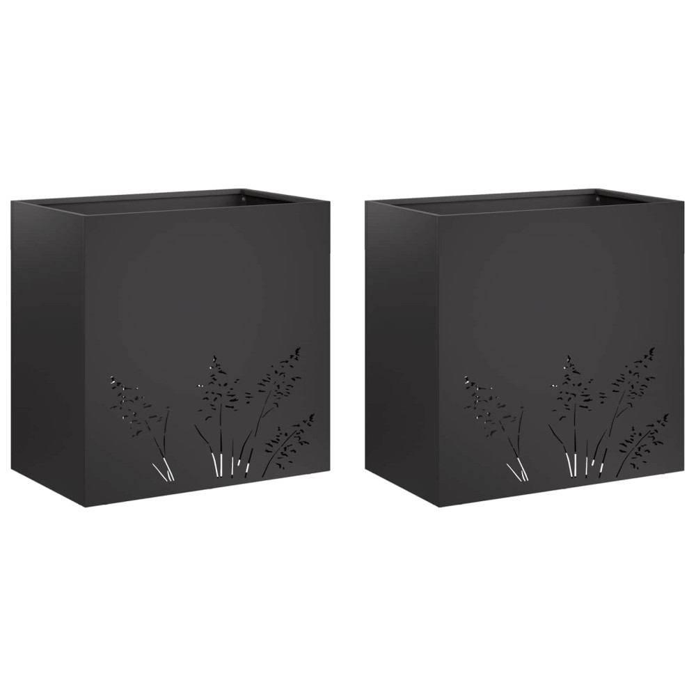 vidaXL Γλάστρα Κήπου 2 τμχ. Μαύρο 50 x 30 x 49 εκ