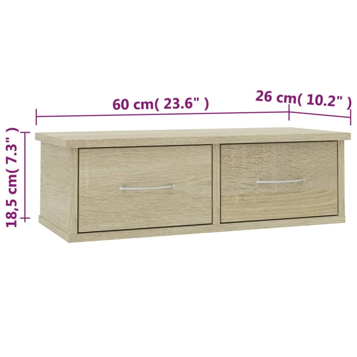 vidaXL Ράφι Τοίχου με Συρτάρια Sonoma Δρυς 60x26x18,5 εκ. Μοριοσανίδα