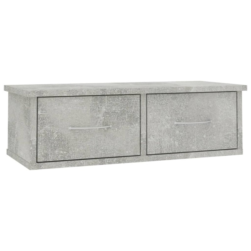 vidaXL Ράφι Τοίχου με Συρτάρια Γκρι Σκυροδ. 60x26x18,5 εκ. Επεξ. Ξύλο