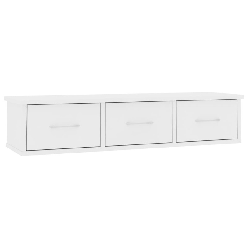 vidaXL Ράφι Τοίχου με Συρτάρια Λευκό 88 x 26 x 18,5 εκ. από Επεξ. Ξύλο