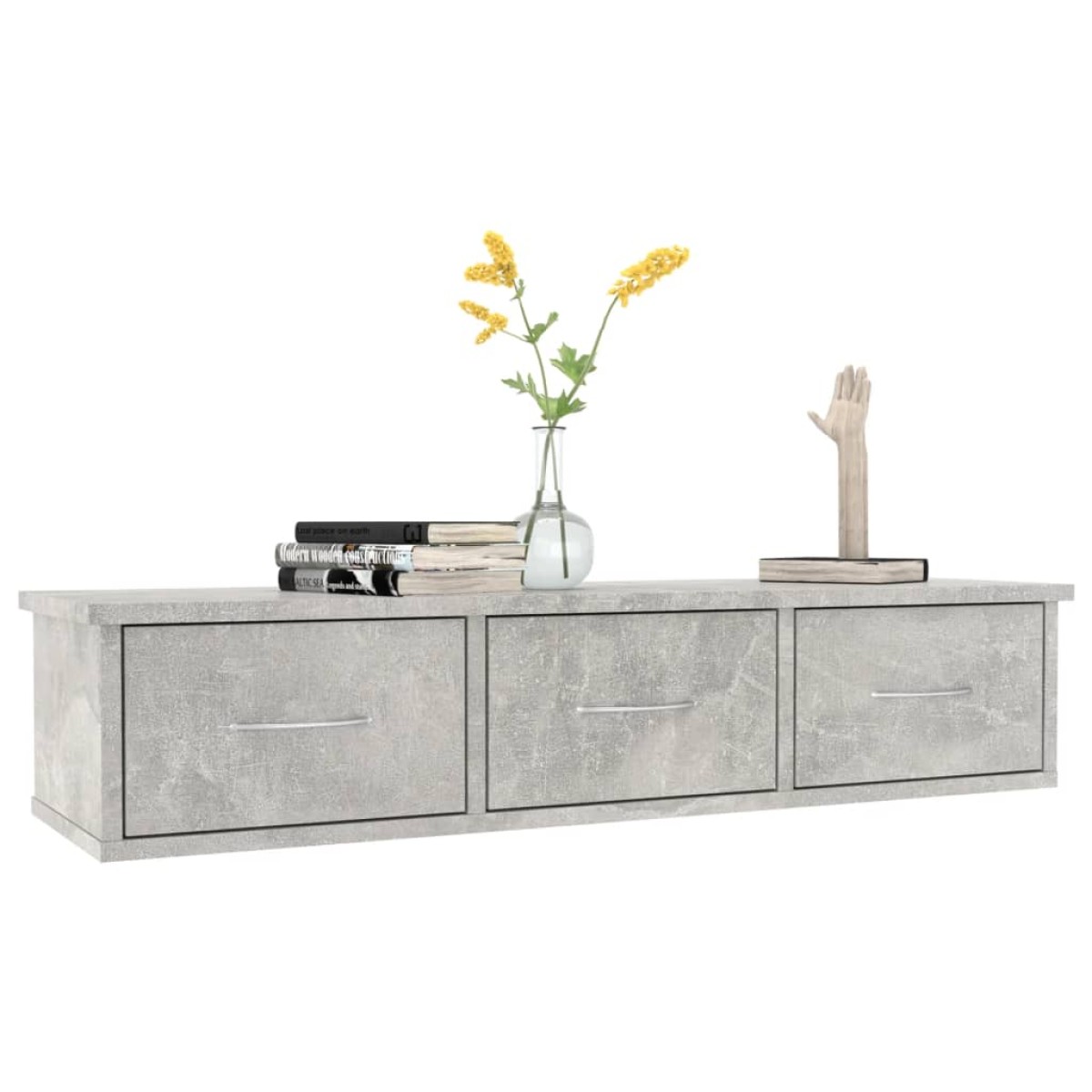 vidaXL Ράφι Τοίχου με Συρτάρια Γκρι Σκυροδ. 88x26x18,5 εκ. Μοριοσανίδα