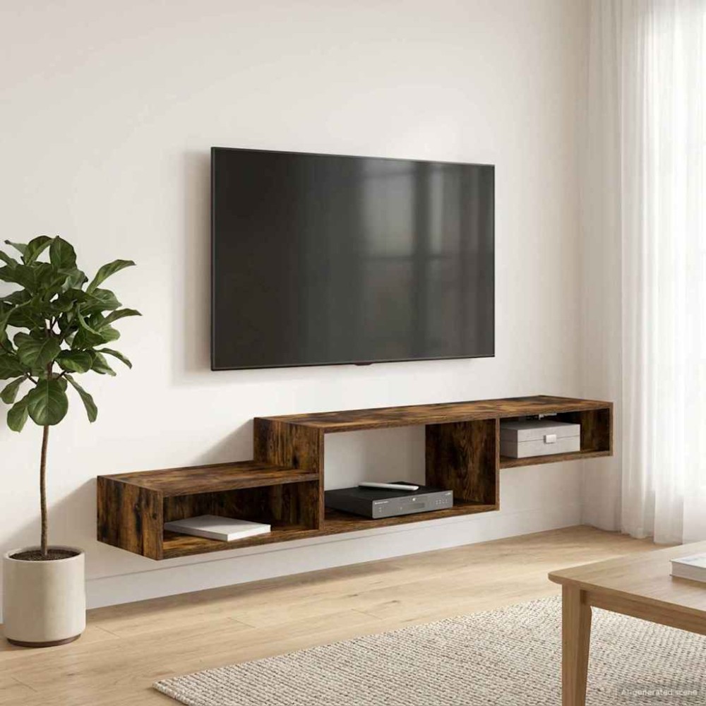 vidaXL Κρεμαστός θρανίο τηλεόρασης Επιτοίχιο Καπνισμένο Ξύλο Δρυός