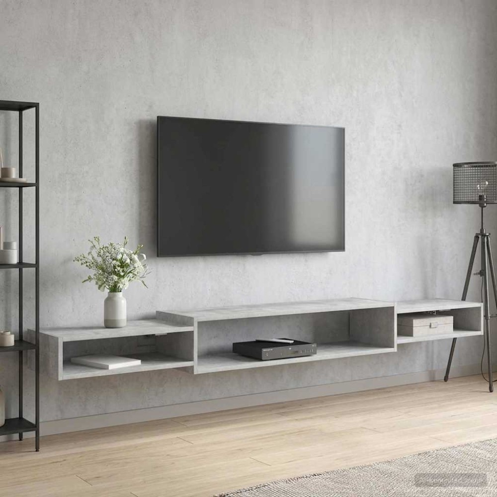 vidaXL Κρεμαστός θρανίο τηλεόρασης Επιτοίχιο Γκρι Σκυροδέματος
