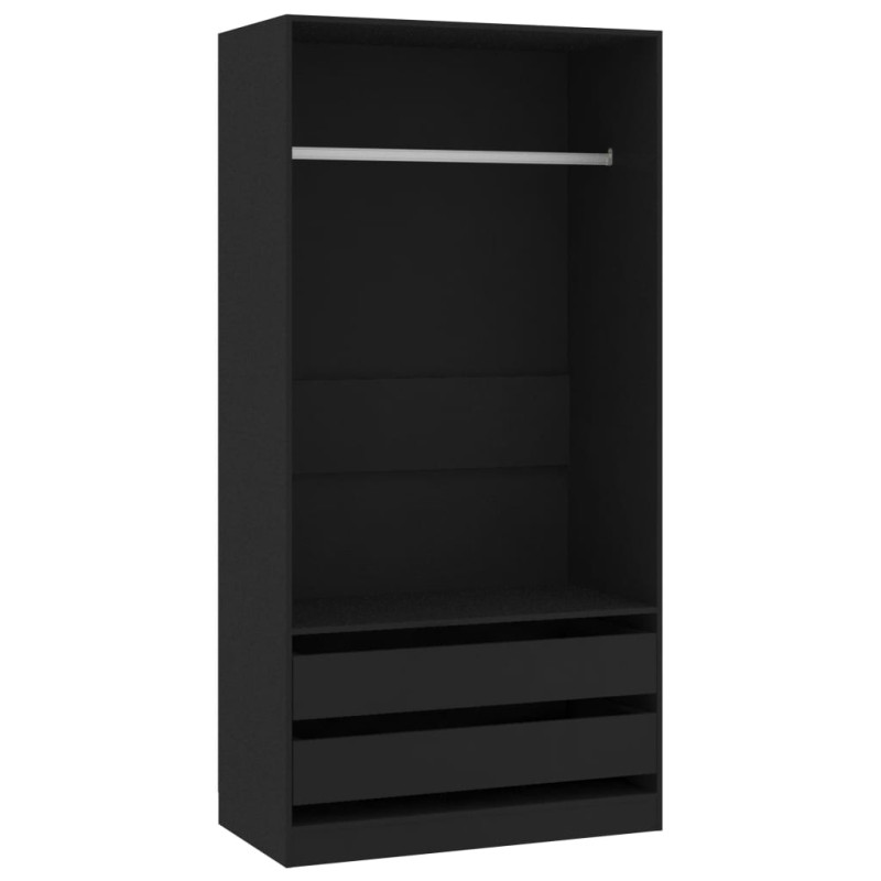 vidaXL Ντουλάπα Μαύρη 100 x 50 x 200 εκ. από Επεξ. Ξύλο