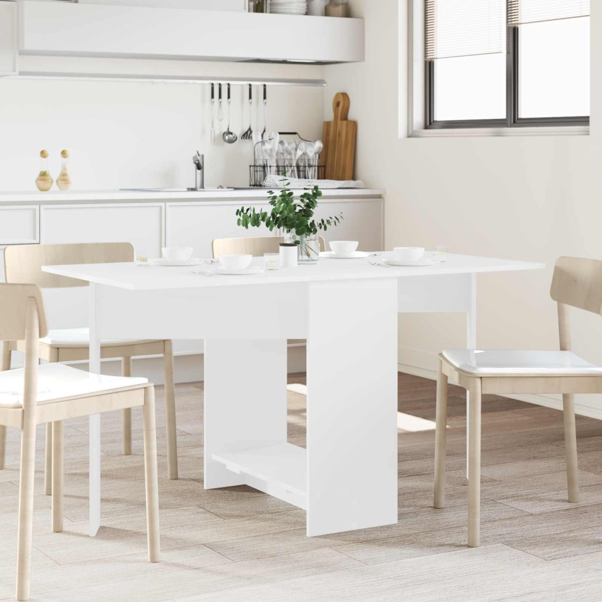 vidaXL Τραπέζι φαγητού 138 x 70 x 73,5 εκ Επεξεργασμένο Ξύλο Λευκό