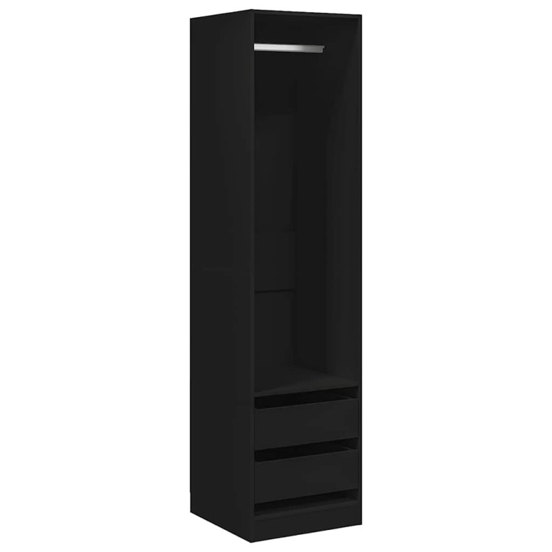 vidaXL Ντουλάπα με Συρτάρια Μαύρη 50 x 50 x 200 εκ. από Επεξ. Ξύλο
