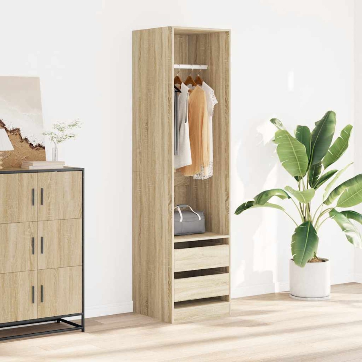 vidaXL Ντουλάπα με Συρτάρια Sonoma Δρυς 50 x 50 x 200 εκ. Μοριοσανίδα
