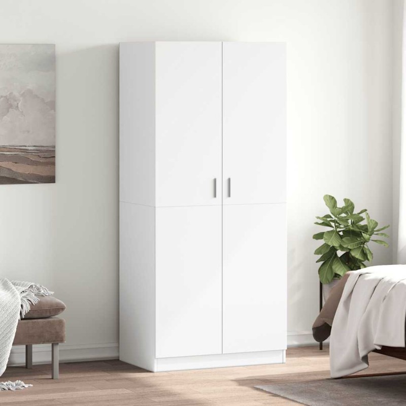 vidaXL Ντουλάπα Λευκή 80 x 52 x 180 εκ. από Επεξ. Ξύλο