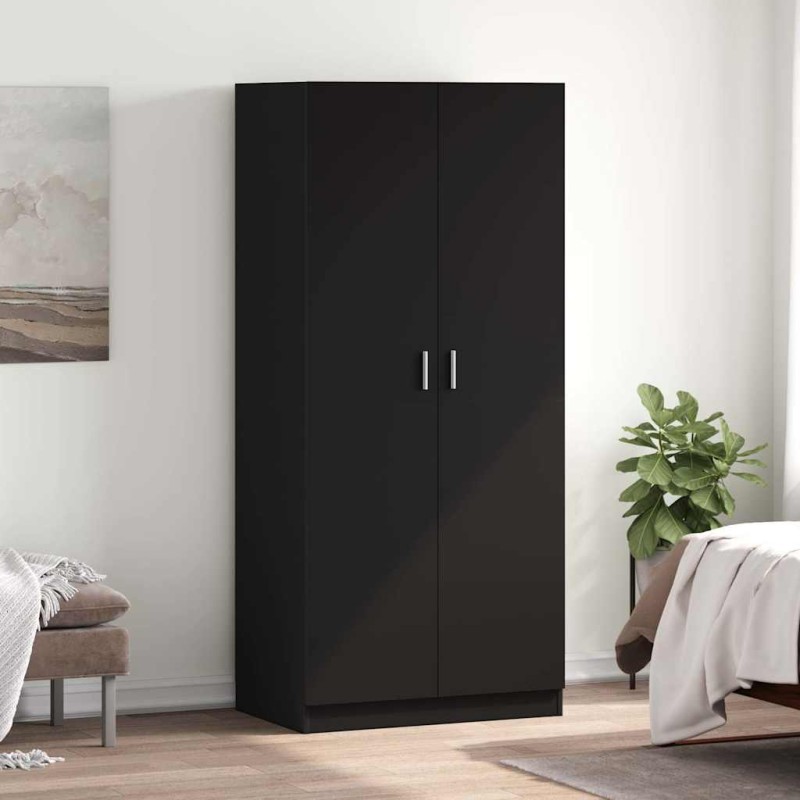 vidaXL Ντουλάπα Μαύρη 80 x 52 x 180 εκ. από Επεξ. Ξύλο