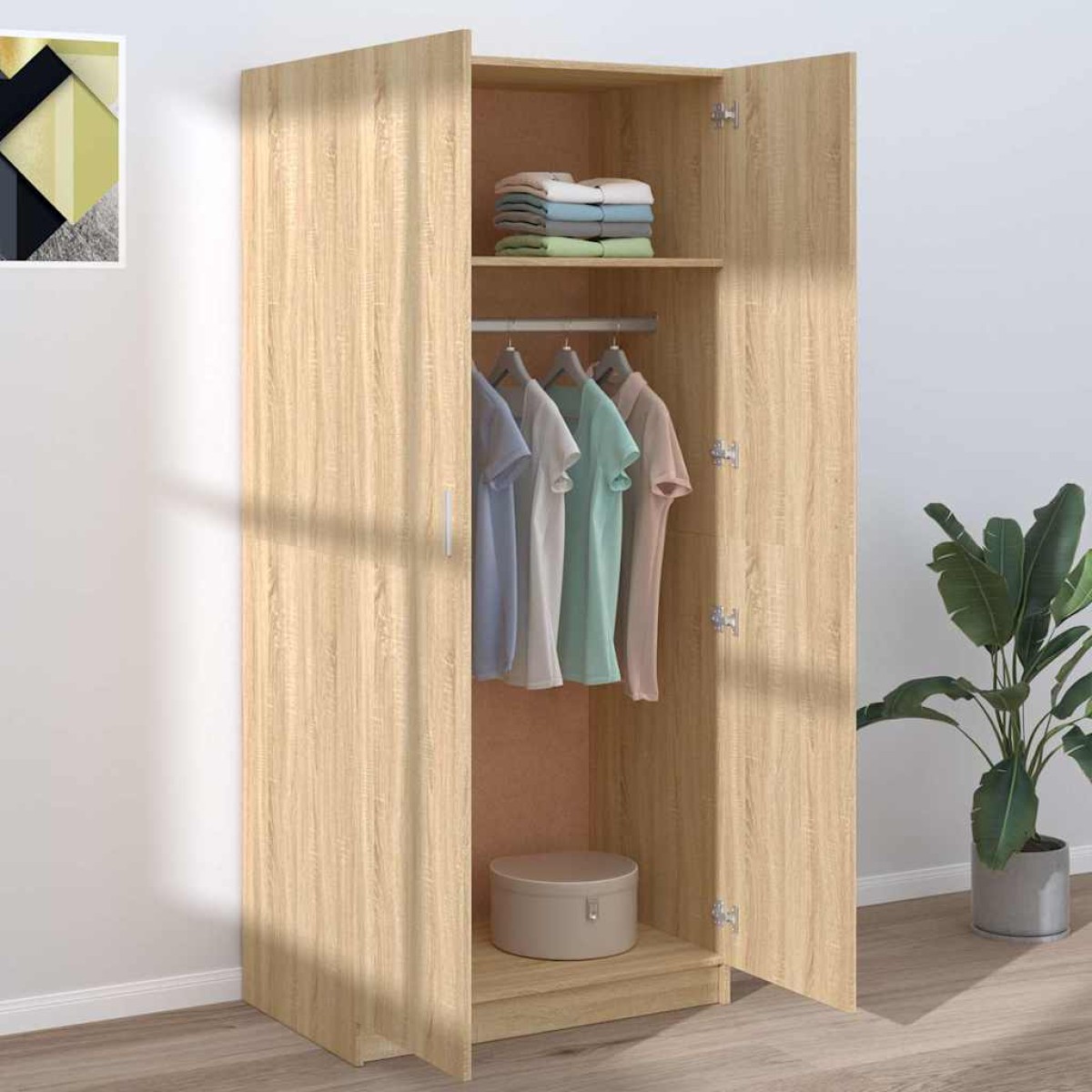 vidaXL Ντουλάπα Χρώμα Sonoma-Δρυς 80 x 52 x 180 εκ. από Μοριοσανίδα
