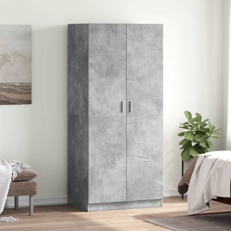 vidaXL Ντουλάπα Γκρι του Σκυροδέματος 80 x 52 x 180 εκ. Επεξ. Ξύλο