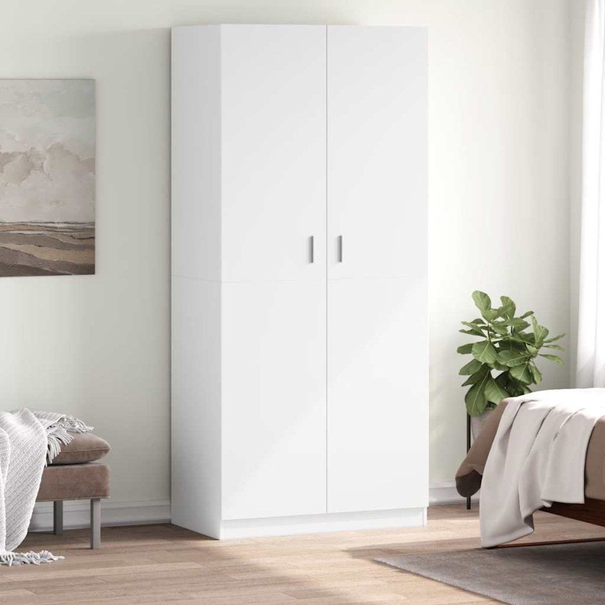 vidaXL Ντουλάπα Λευκή 90 x 52 x 200 εκ. από Μοριοσανίδα