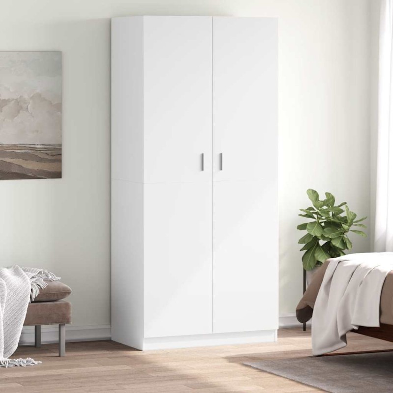 vidaXL Ντουλάπα Λευκή 90 x 52 x 200 εκ. από Επεξ. Ξύλο
