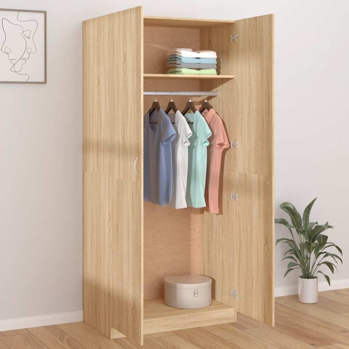 vidaXL Ντουλάπα Χρώμα Sonoma Δρυς 90 x 52 x 200 εκ. από Μοριοσανίδα