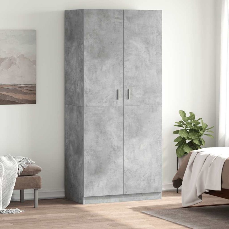 vidaXL Ντουλάπα Γκρι του Σκυροδέματος 90 x 52 x 200 εκ. Επεξ. Ξύλο
