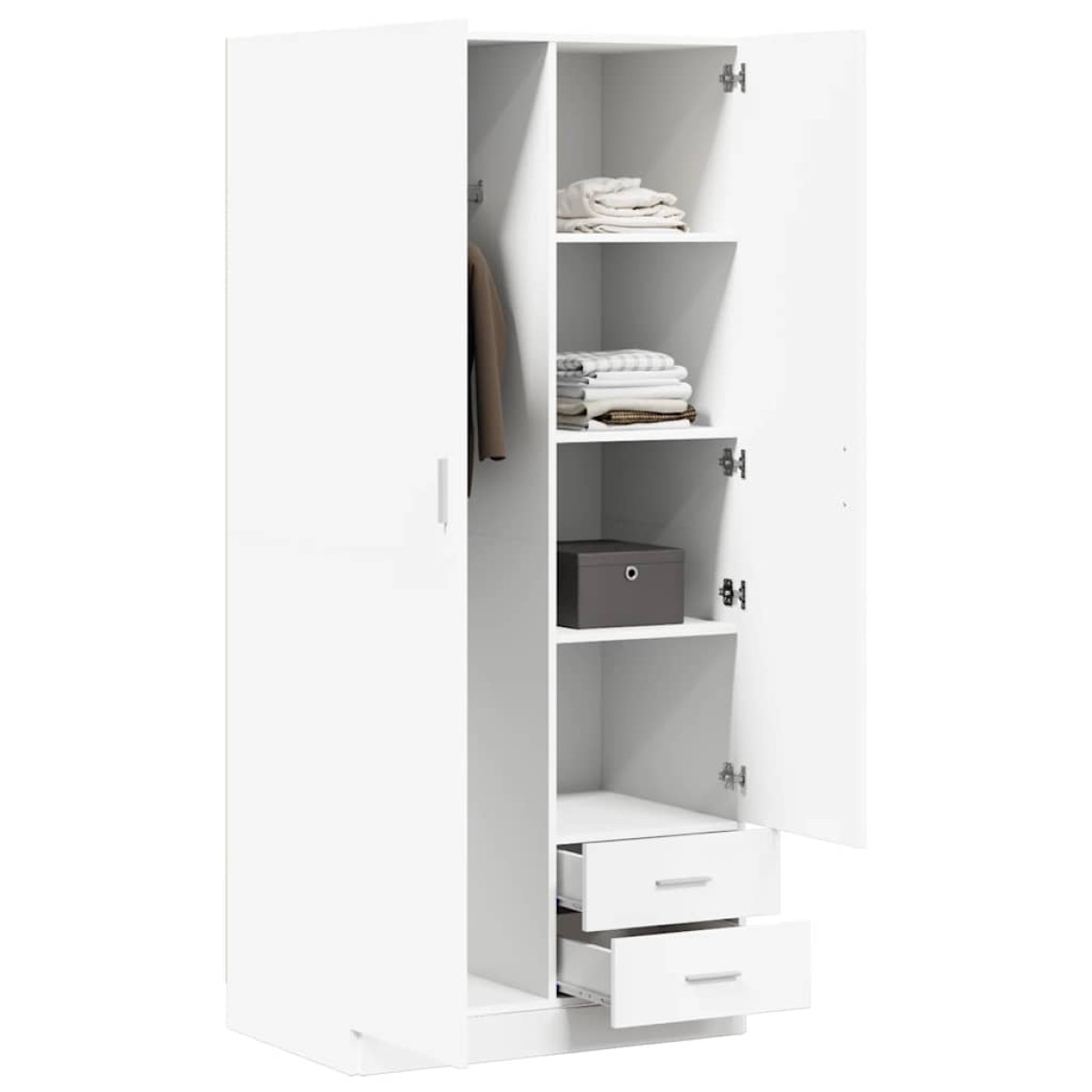 vidaXL Ντουλάπα Λευκή 80 x 52 x 180 εκ. από Μοριοσανίδα