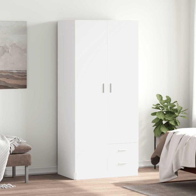 vidaXL Ντουλάπα Λευκή 80 x 52 x 180 εκ. από Επεξ. Ξύλο