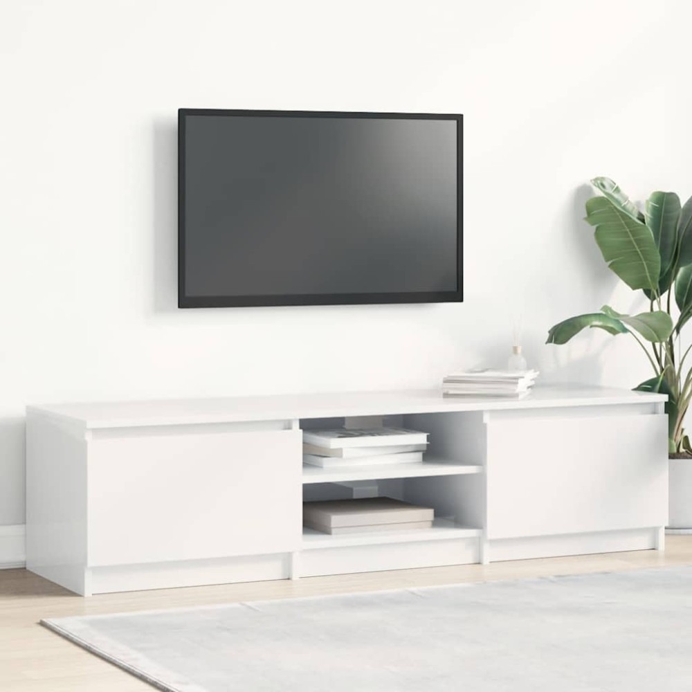 vidaXL Έπιπλο Τηλεόρασης Γυαλιστερό Λευκό 140x40x35,5 εκ. Επεξ. Ξύλο