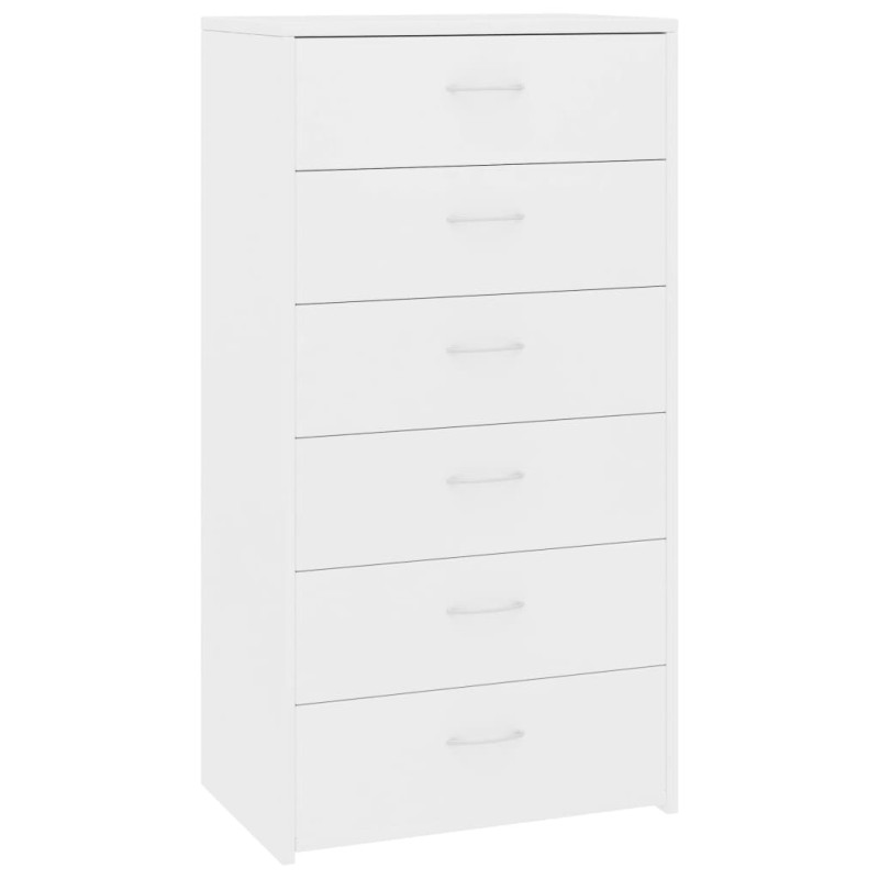 vidaXL Συρταριέρα με 6 Συρτάρια Λευκή 50 x 34 x 96 εκ. από Επεξ. Ξύλο