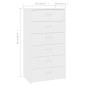 vidaXL Συρταριέρα με 6 Συρτάρια Λευκή 50 x 34 x 96 εκ. από Μοριοσανίδα