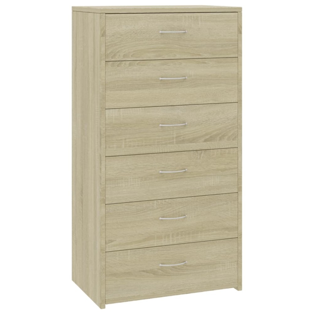 vidaXL Συρταριέρα με 6 Συρτάρια Sonoma Δρυς 50x34x96 εκ. Επεξ. Ξύλο