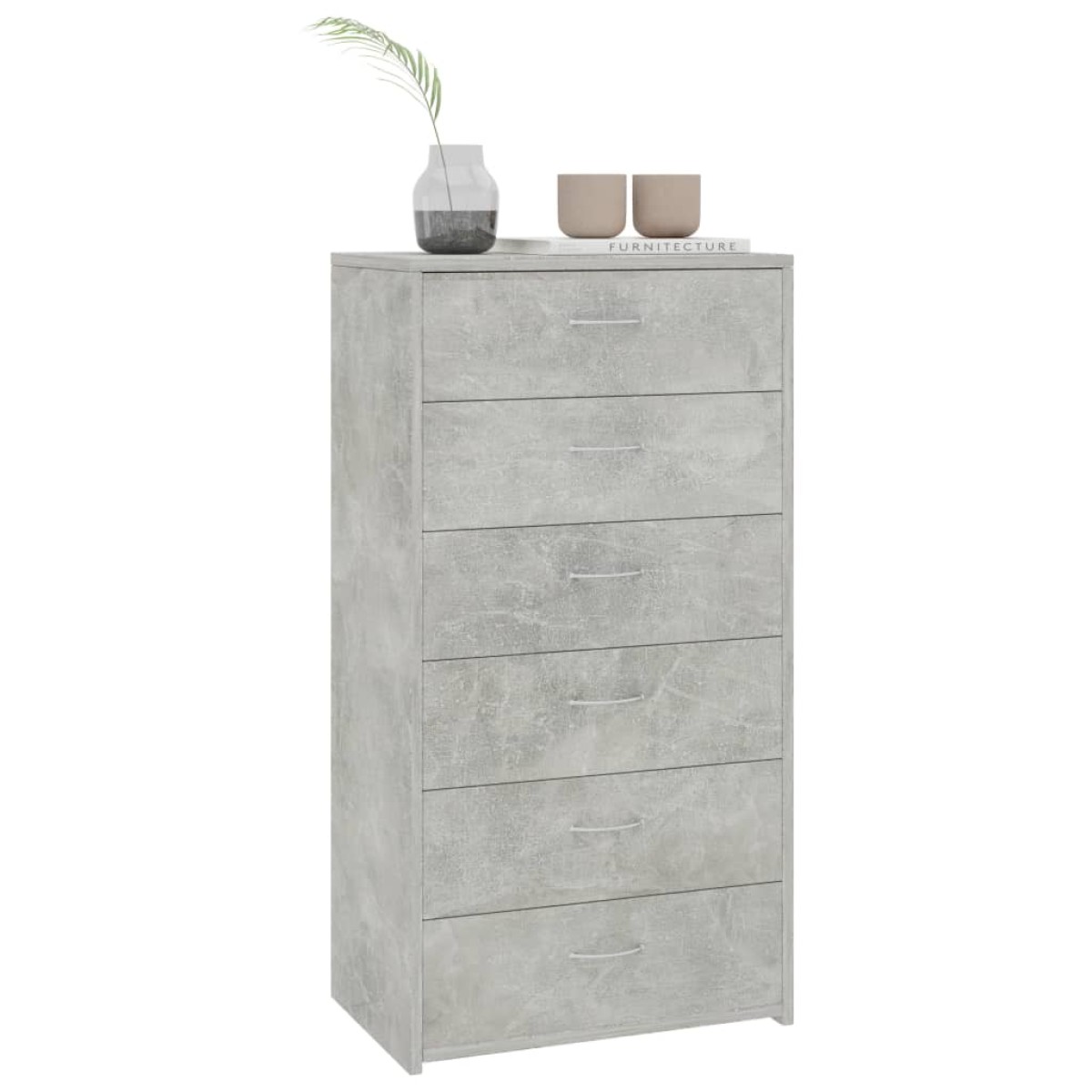 vidaXL Συρταριέρα με 6 Συρτάρια Γκρι Σκυροδ. 50x34x96 εκ. Μοριοσανίδα