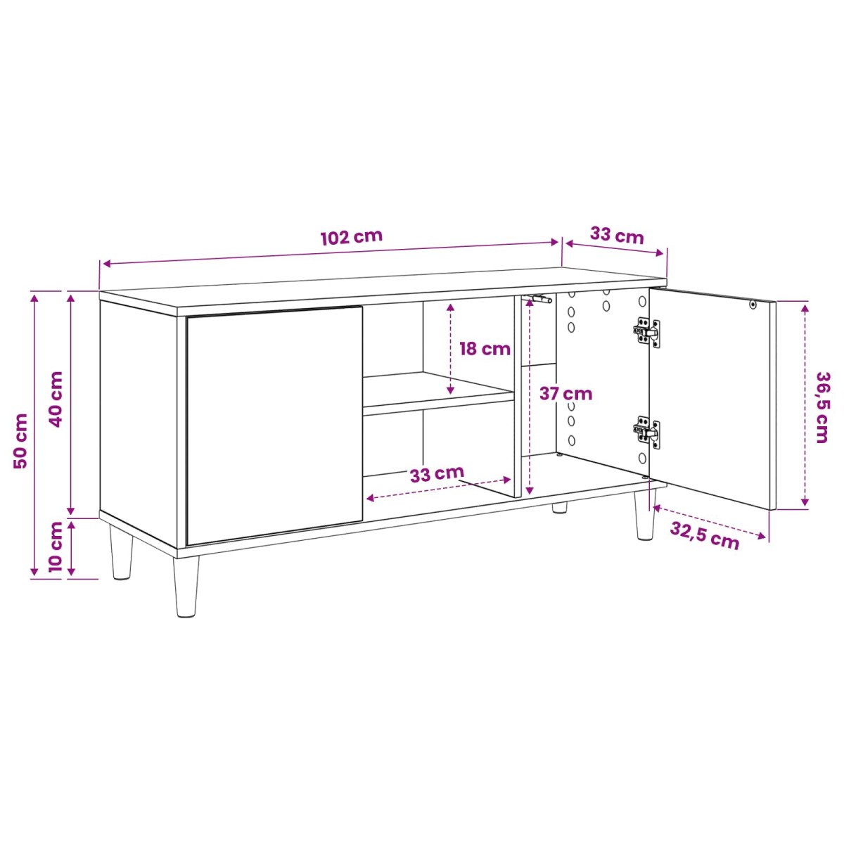 vidaXL Ντουλάπι TV WIJHE 102 x 33 x 50 εκ. Sonoma Επεξεργασμένο Ξύλο